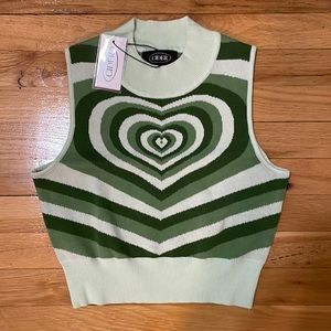 Green Cider Heart Knit Top